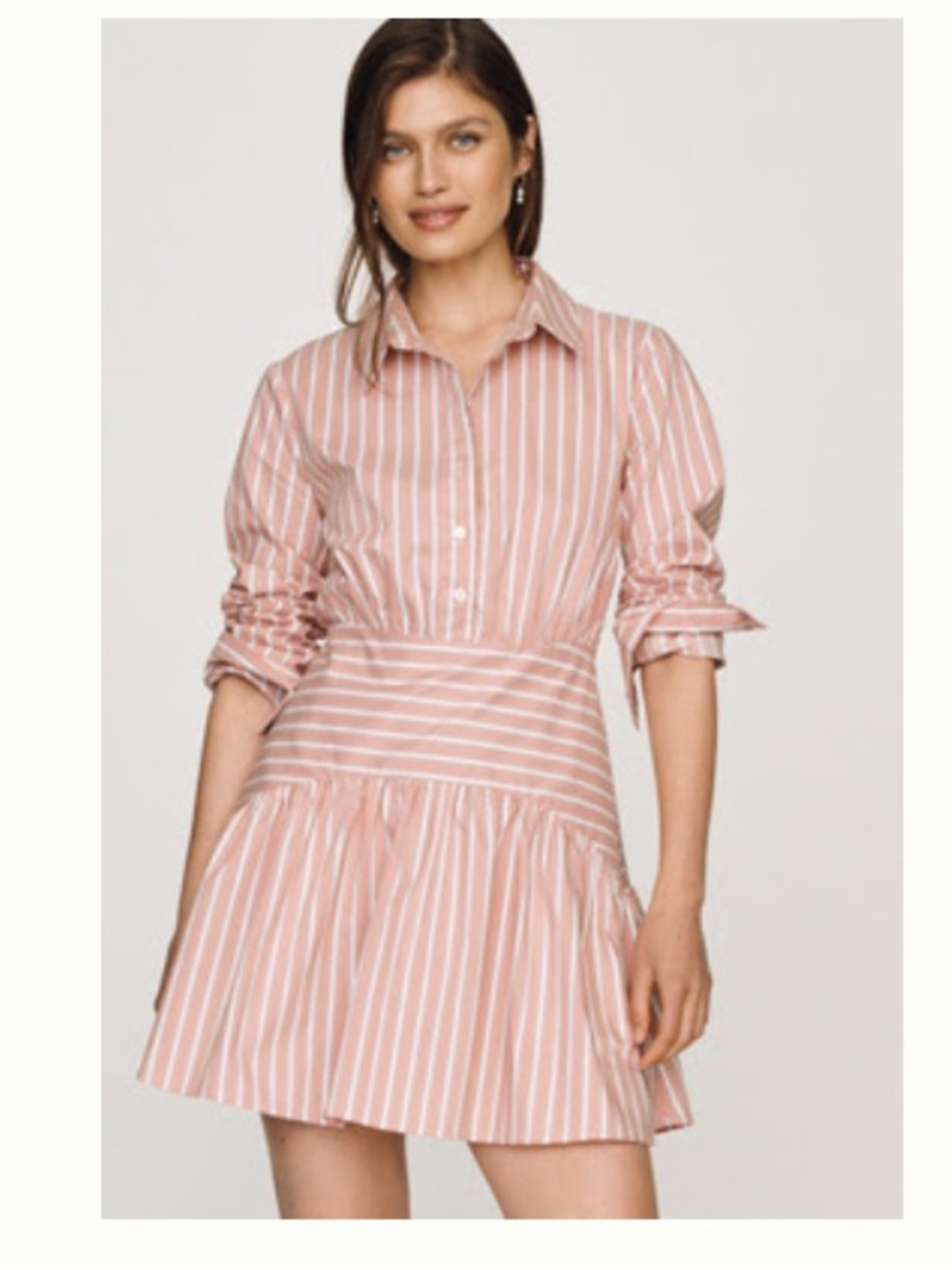 Anthropologie Striped Mini Shirt Dress - Blush & White